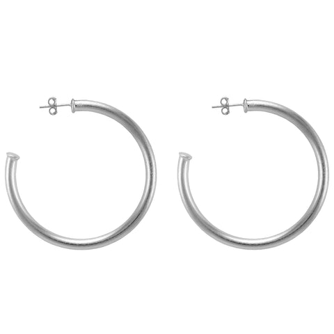 Small Everybody's Favorite Hoops - Brushed Silver