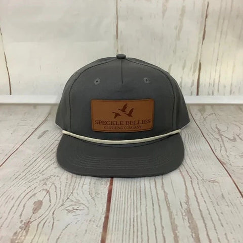 Grey Lead 3 Geese Leather Patch Goat Rope Cap