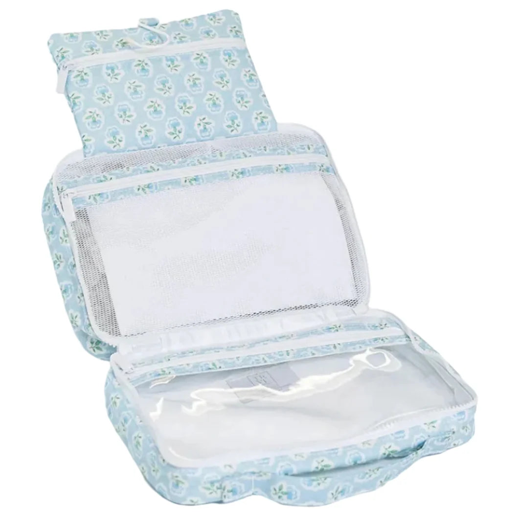 TRVL Petite Fleur Blue Bundle Up 2 Hanging Toiletry Bag