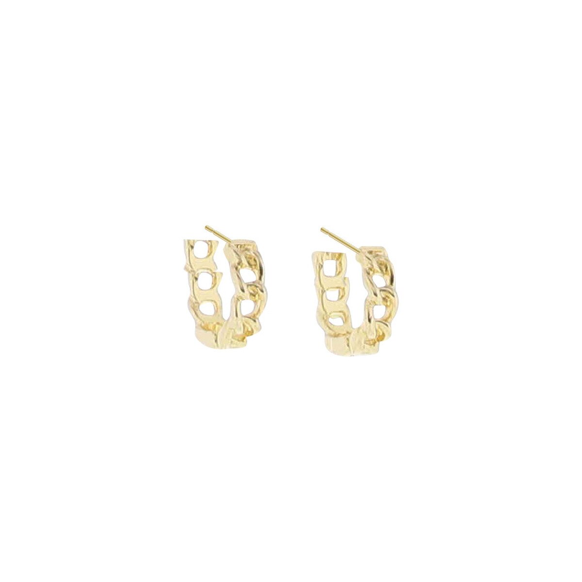 18K Gold Plated Chain Link Huggie Earrings