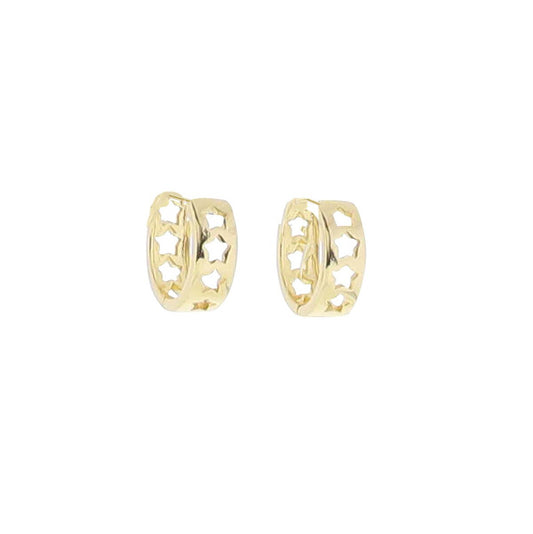 18K Gold Plated Hoop Huggie with Star Cutouts Earrings