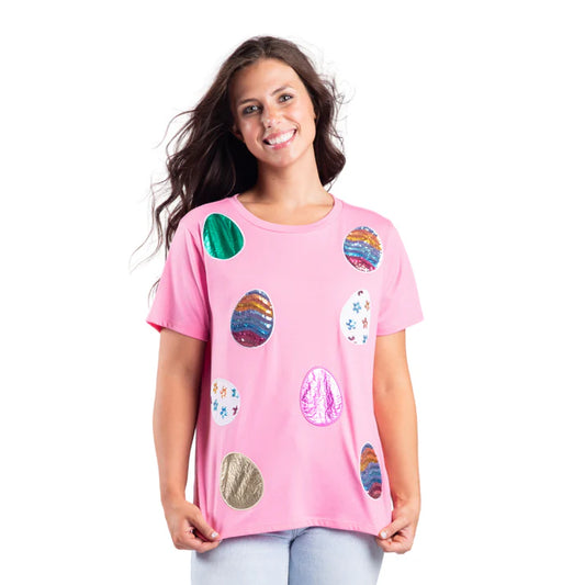 All My Eggs in a Basket Pink Crew Neck Shirt
