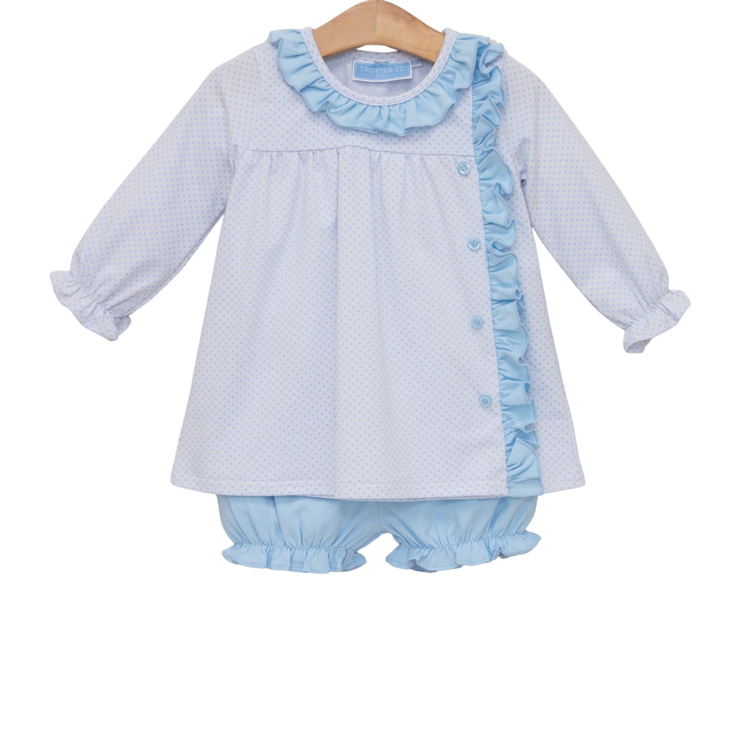 Trotter Street Light Blue Bitty Dot Lucille Bloomer Set