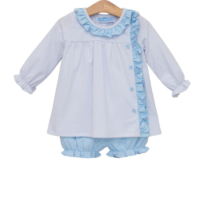 Trotter Street Light Blue Bitty Dot Lucille Bloomer Set