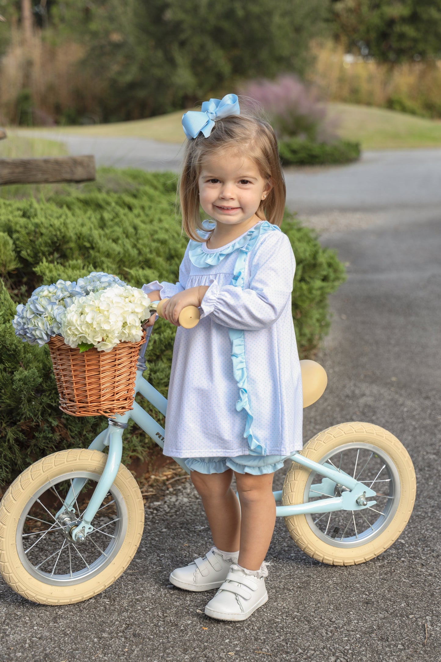 Trotter Street Light Blue Bitty Dot Lucille Bloomer Set