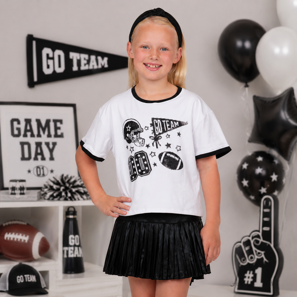 Youth Shimmer Black Mini Pleated Skort