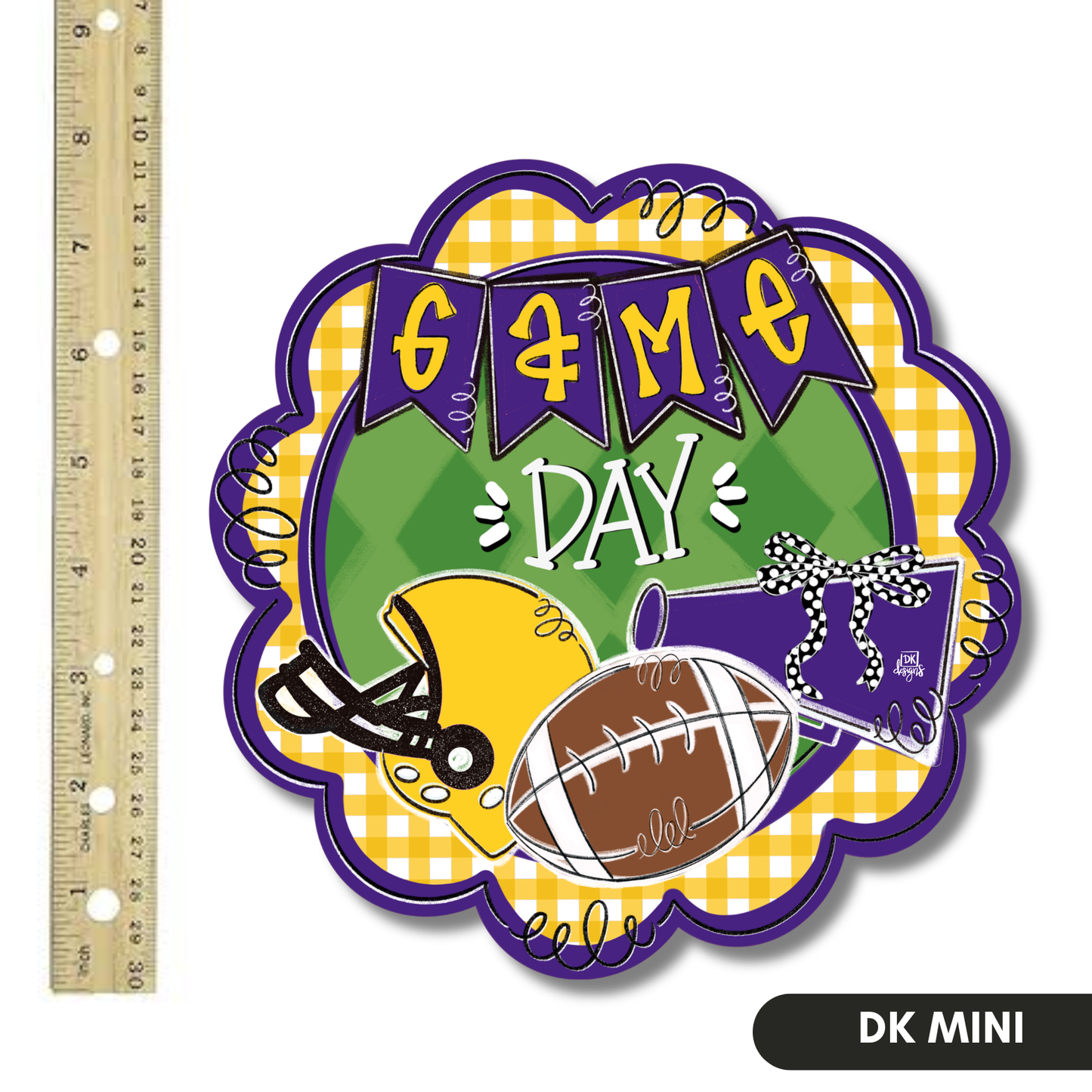Purple and Yellow Gold Game Day Scallop Mini by DK Designs Georgia