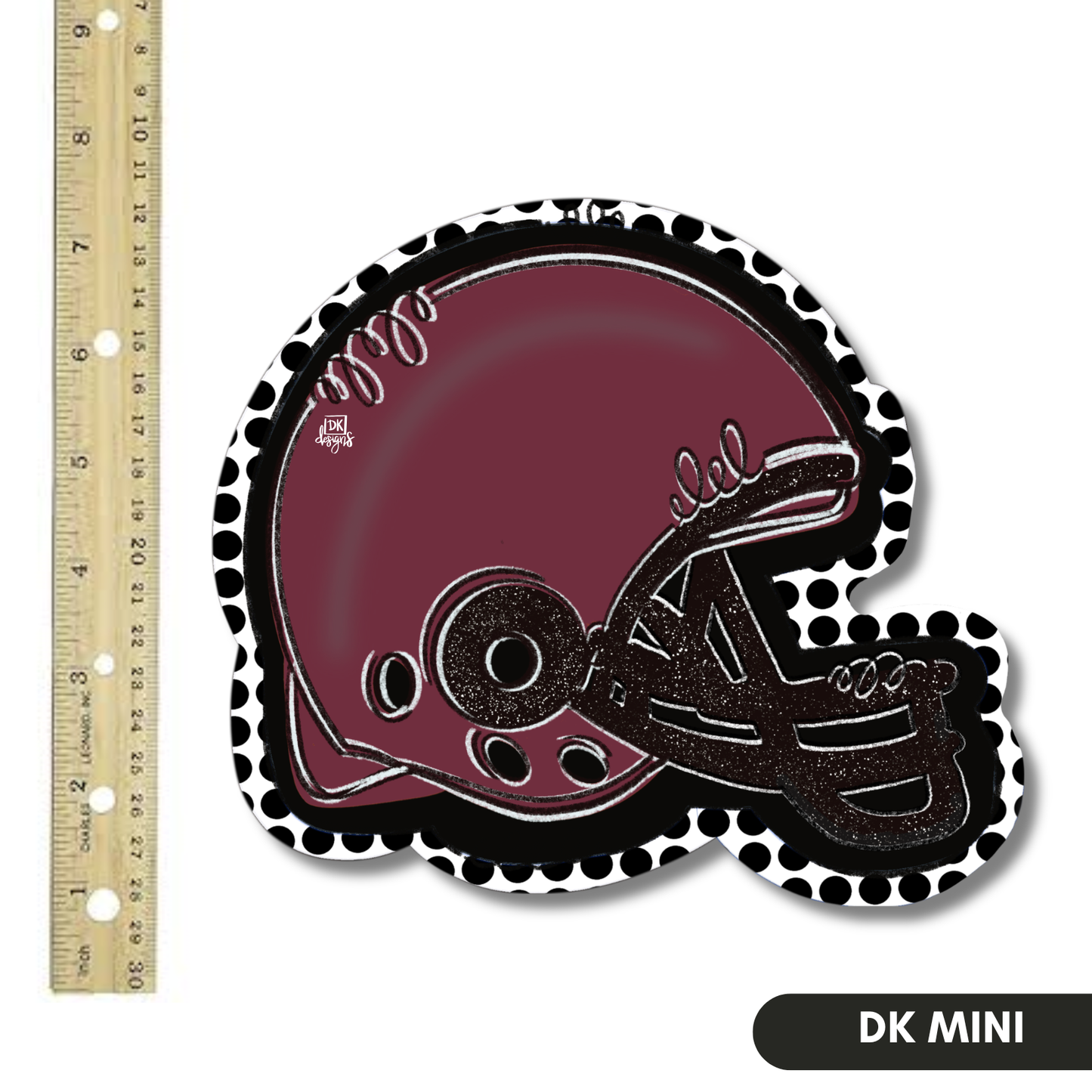 Maroon and Black FB Helmet Mini by DK Designs Georgia