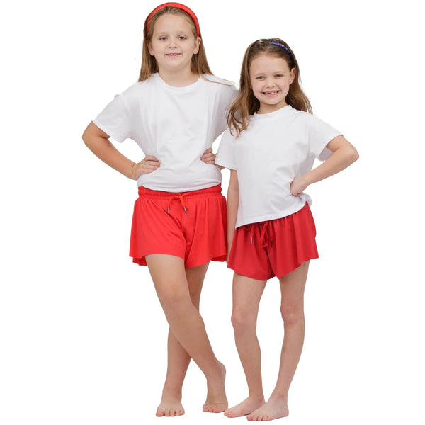 Youth Red Butterfly Flowy Short