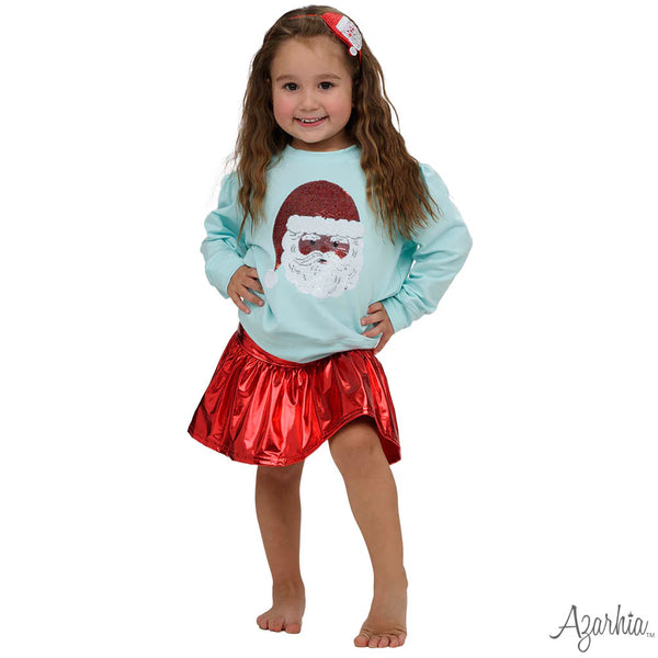 Youth Seafoam Sequin Santa Claus Sweatshirt