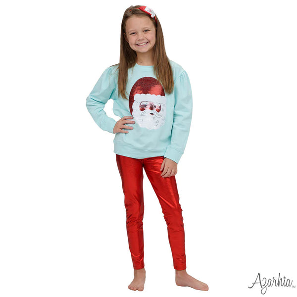 Youth Seafoam Sequin Santa Claus Sweatshirt