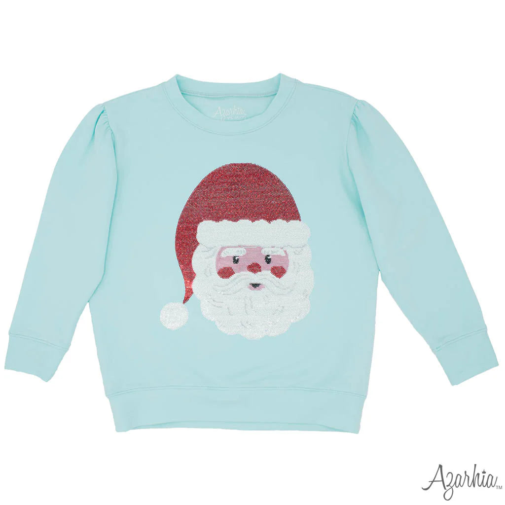 Youth Seafoam Sequin Santa Claus Sweatshirt