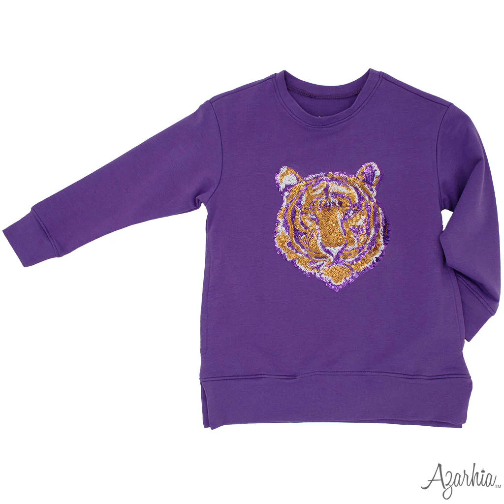 Youth Purple Tiger Sequin Tunic