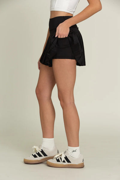 Gold Hinge 15" Black Pleated Tennis Skirt