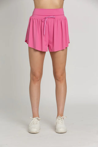 Gold Hinge French Pink Go-With-The-Flow Athletic Shorts
