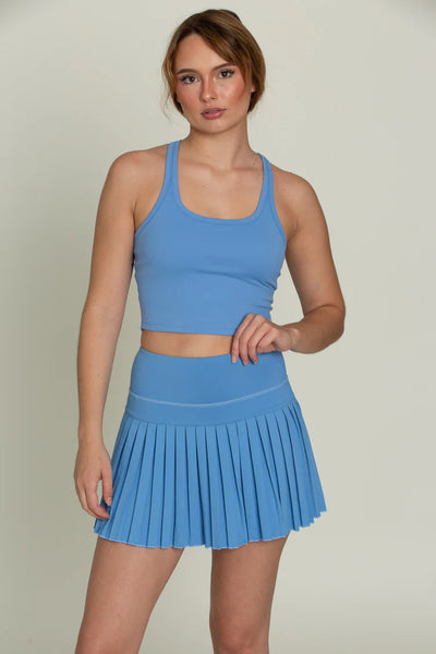 Gold Hinge 15" Marina Blue Pleated Tennis Skirt