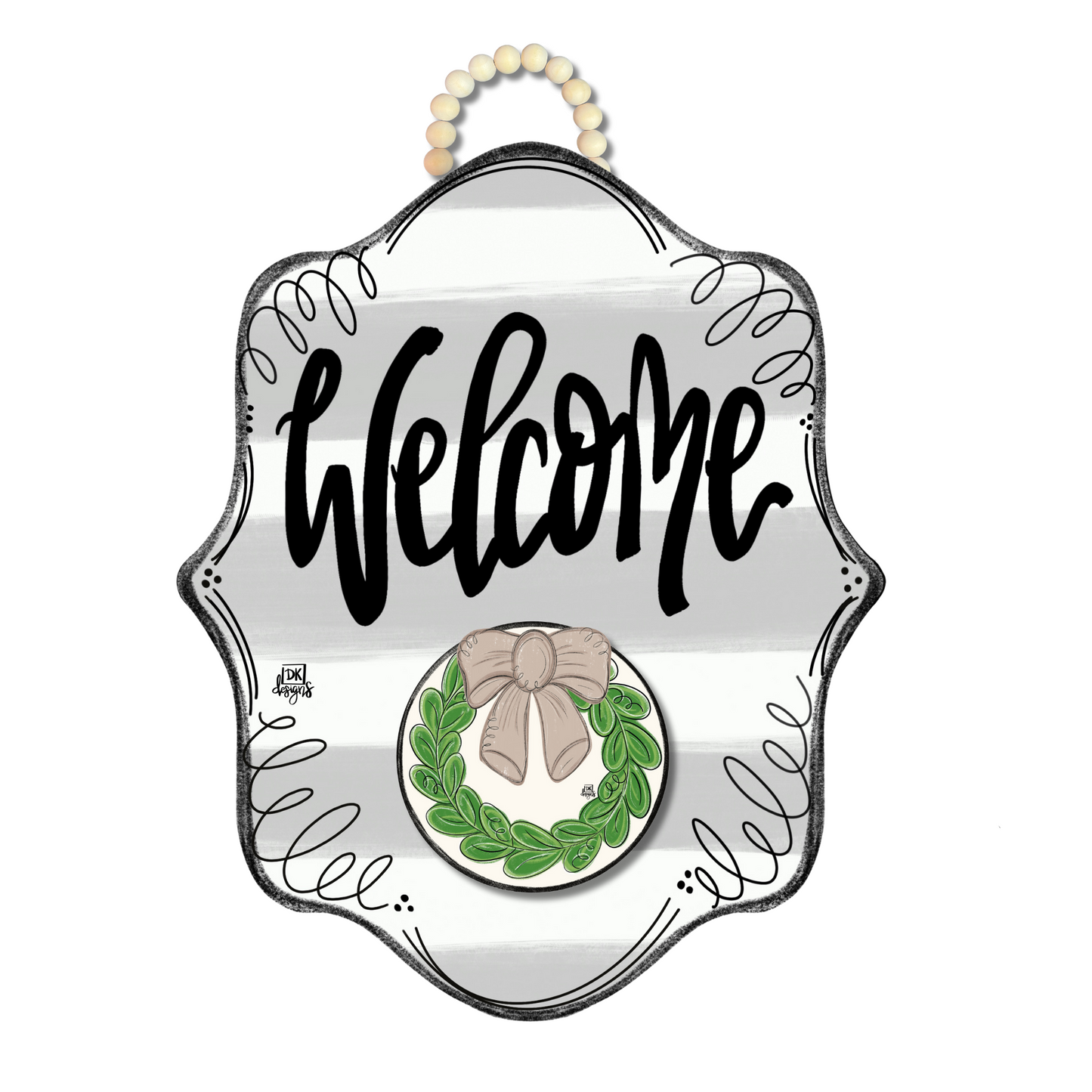 Stripe Bloom "Welcome" Hanger + Mini by DK Designs Georgia