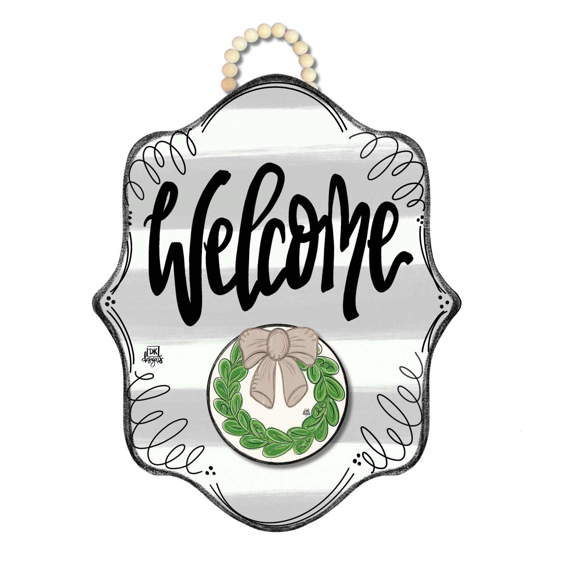 Stripe Bloom "Welcome" Hanger + Mini by DK Designs Georgia