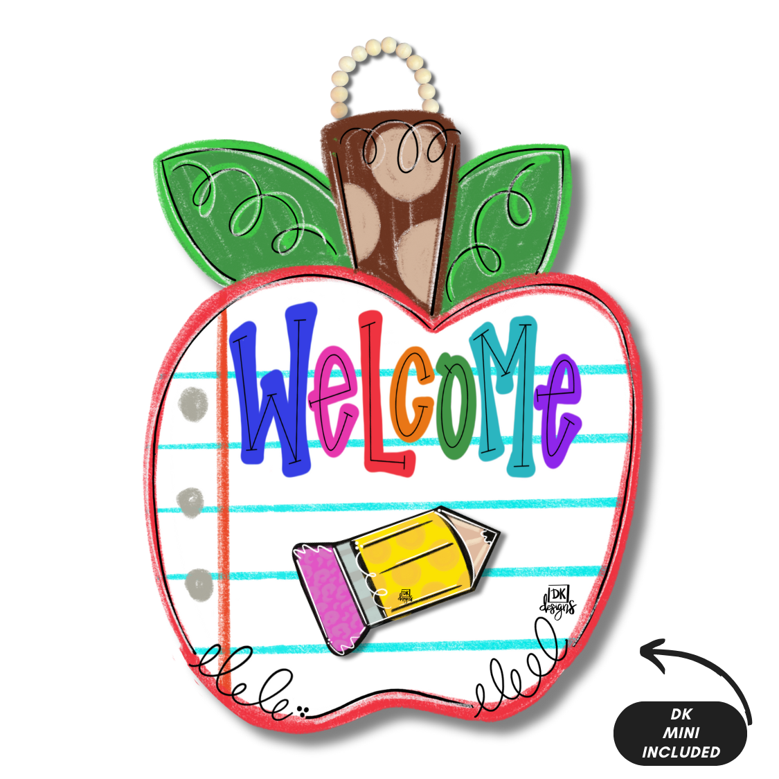Welcome Apple Door Hanger w/ room for mini by DK Designs Georgia