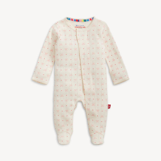 Magnetic Me Heart & Bow Pointelle Footie