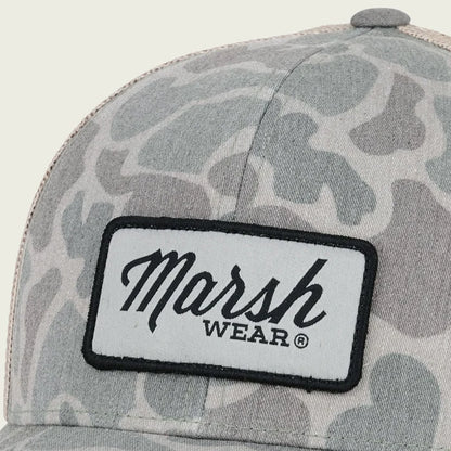 Dark Green Mallard Camo Script Trucker Hat