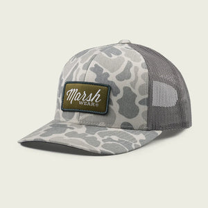 Stone Mallard Camo Script Trucker Hat