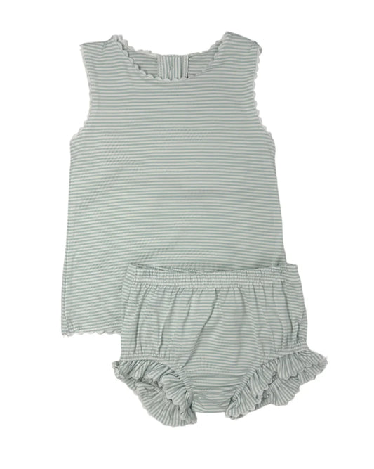 Mint Stripe Millie Bloomer Set