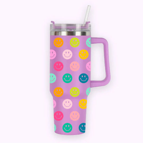 Berry Rainbow Smiley Face Tumbler
