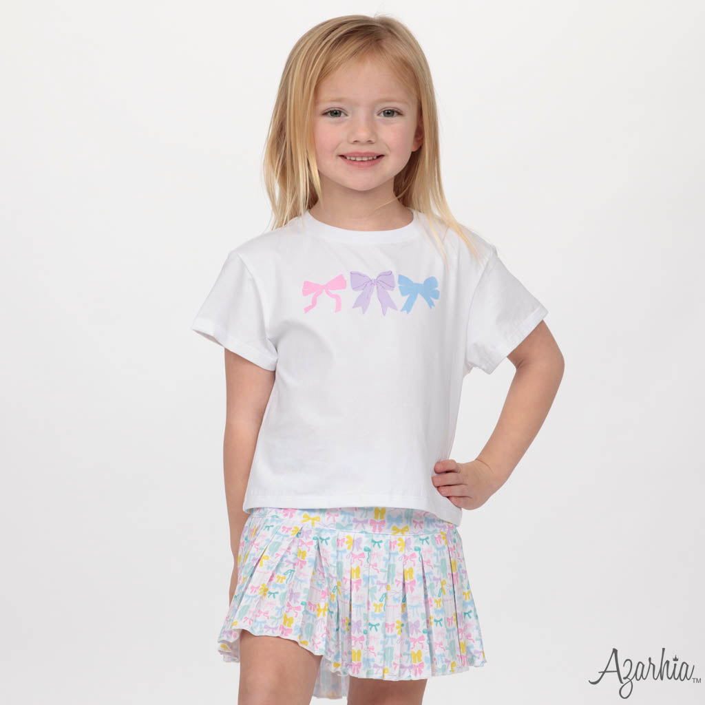 Youth Pastel Bows Mini Pleat Skort