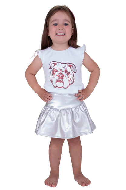 Youth Silver Slick Metallic Gathered Skort