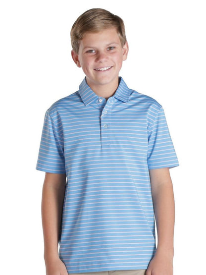 Boy's Blue Micro Stripe UPF Polo