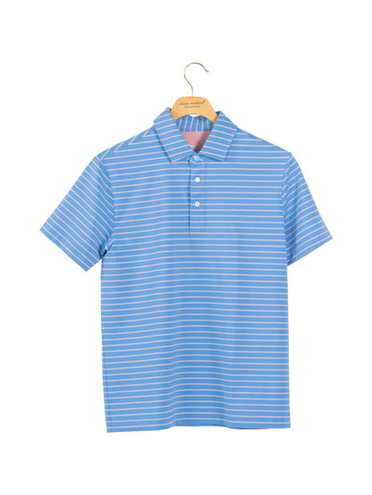 Boy's Blue Micro Stripe UPF Polo
