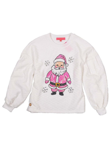 Cheerful Santa Sequin Crewneck Pullover