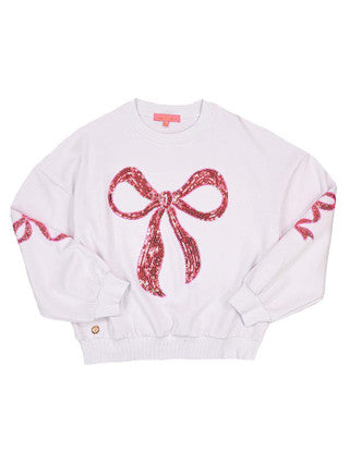 Bow Sequin Crewneck Pullover