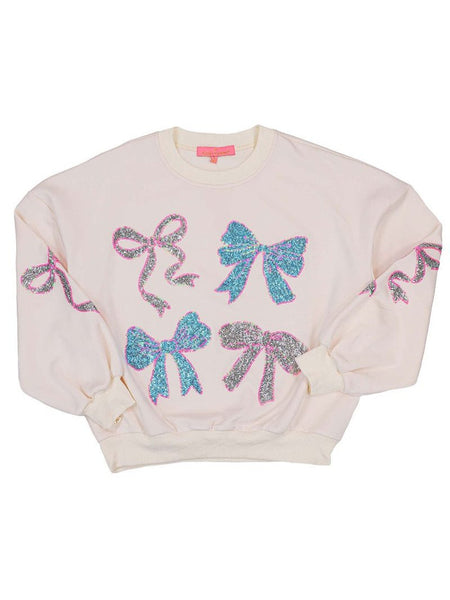 Ribbon Sequin Crewneck Pullover