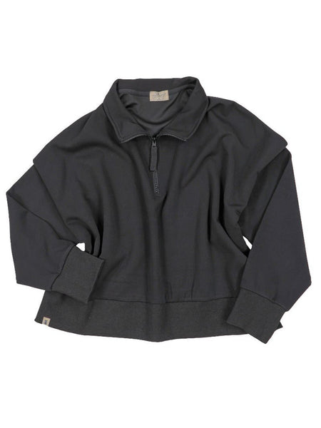 Black Crop Quarter Zip Pullover