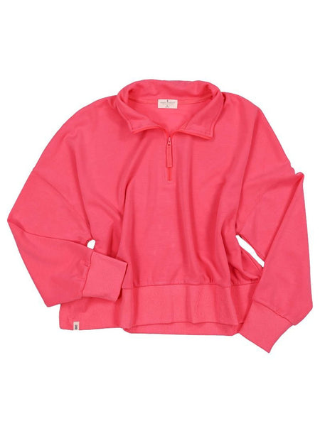 Pink Crop Quarter Zip Pullover