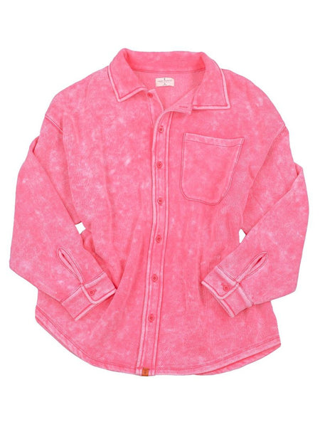 Pink Acid Wash Shacket