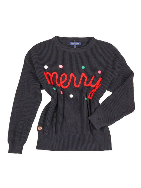 Black Merry Pom Knit Sweater