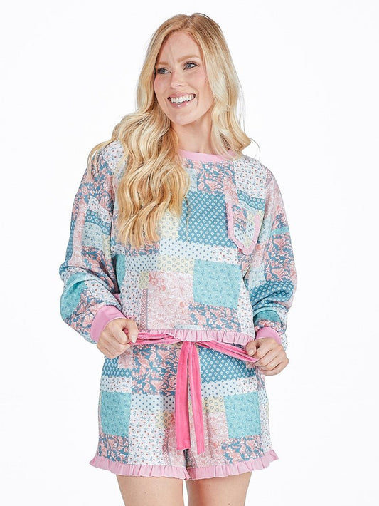 Quilted Pattern Pj Ruffle Short Set