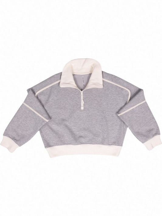 Heather Grey Contrast Quarterzip Pullover