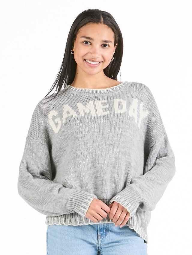 Grey & White Gameday Imee Sweater