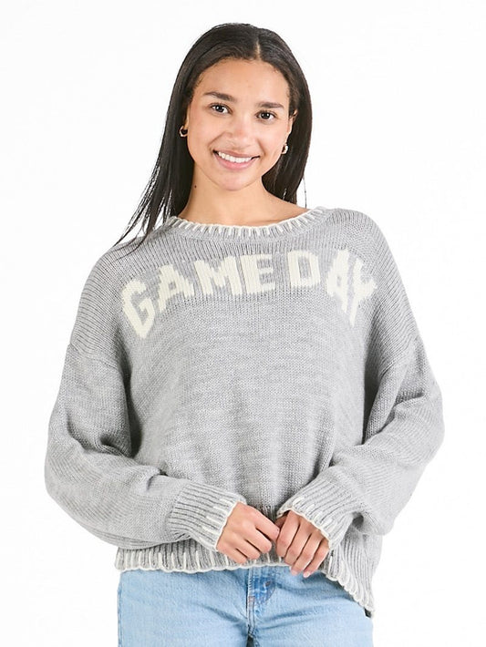 Grey & White Gameday Imee Sweater