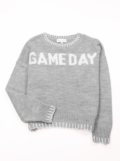 Grey & White Gameday Imee Sweater