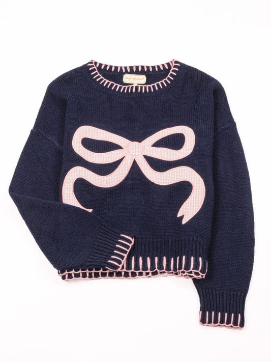 Navy & Pink Ribbon Imee Sweater