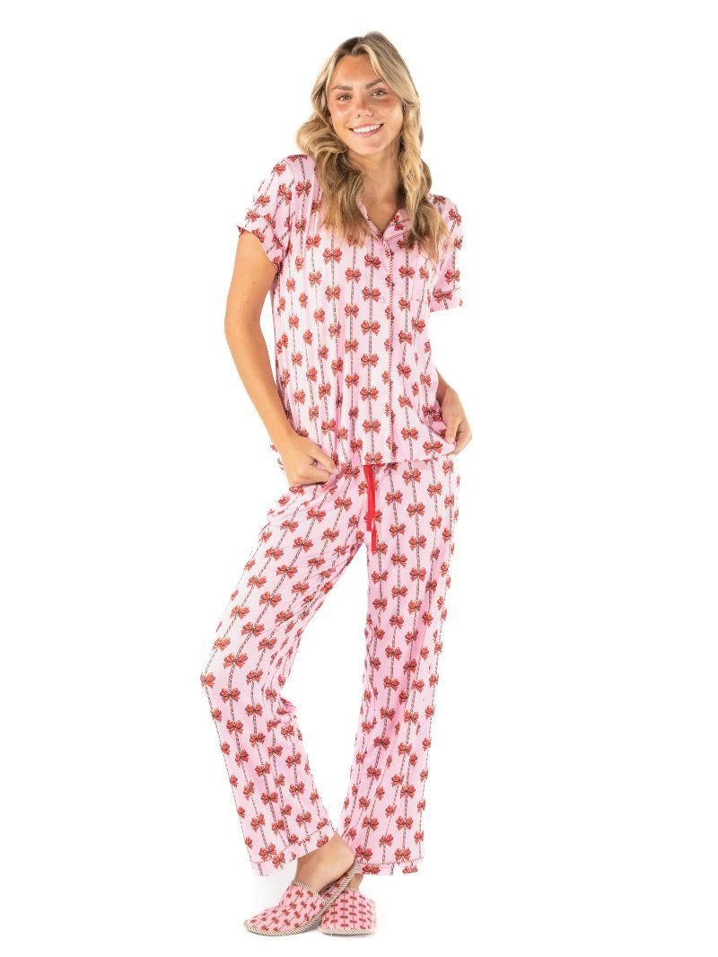 Peppermint Bow Simply Soft Pajama Pant Set