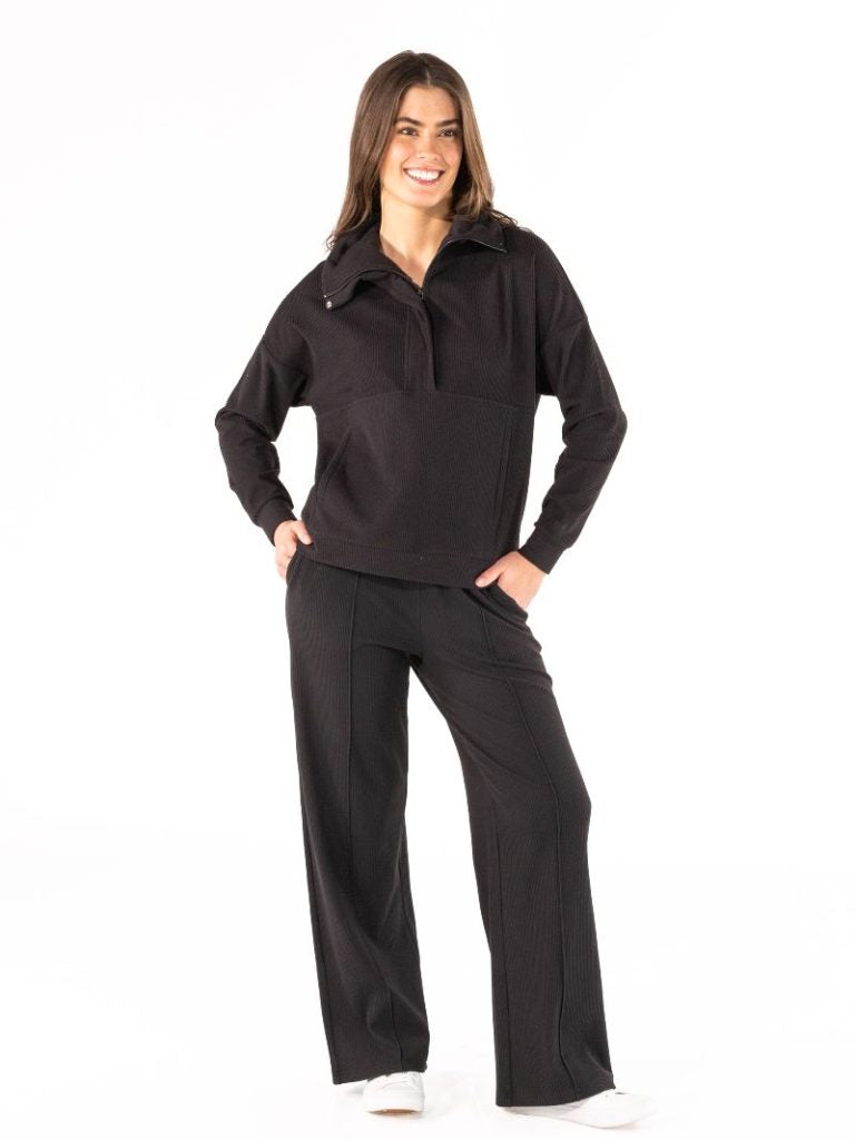 Black Rib Knit Pants