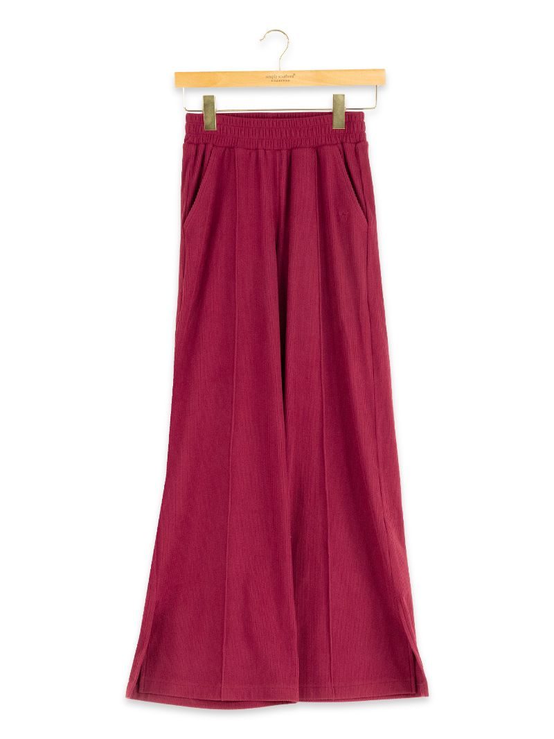 Dark Red Rib Knit Pants