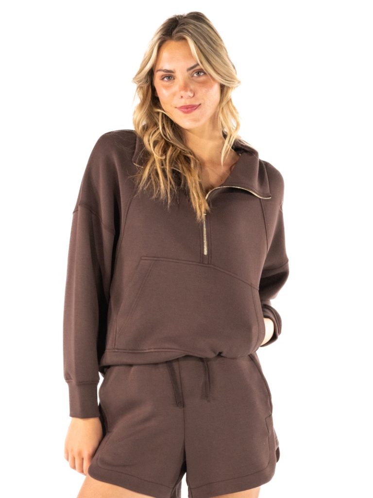 Coffee Half Zip Lounge Pullover
