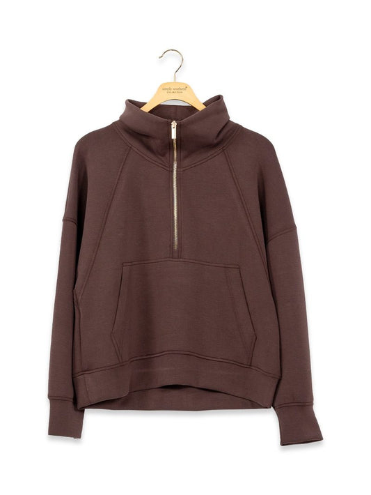 Coffee Half Zip Lounge Pullover